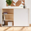 NOVA sliding door wardrobe | 3 shelves, 1640 x 1085 mm, maple/white - 2 Thumbnail Image