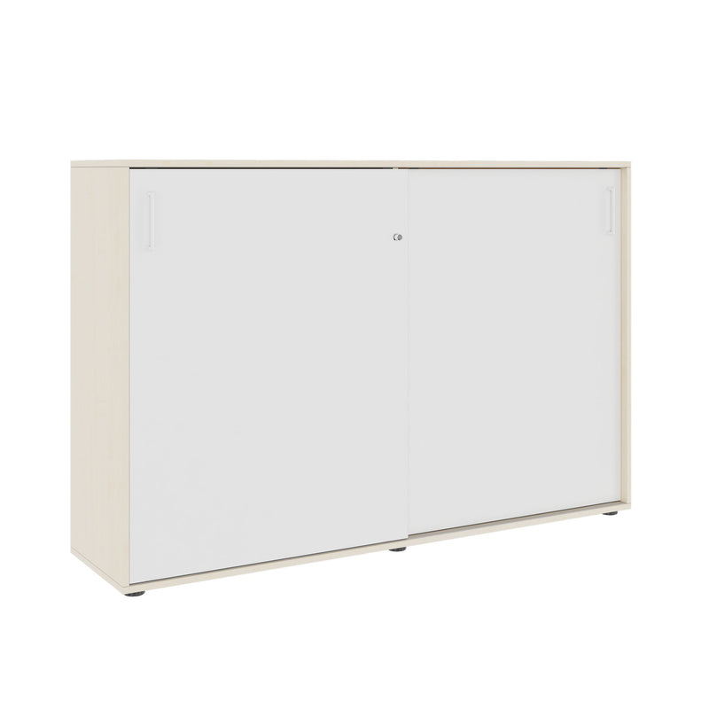 NOVA sliding door wardrobe | 3 shelves, 1640 x 1085 mm, maple/white - 5 Main Image