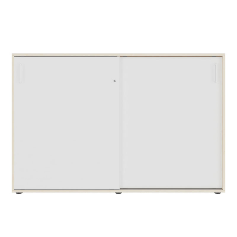 NOVA sliding door wardrobe | 3 shelves, 1640 x 1085 mm, maple/white - 6 Main Image