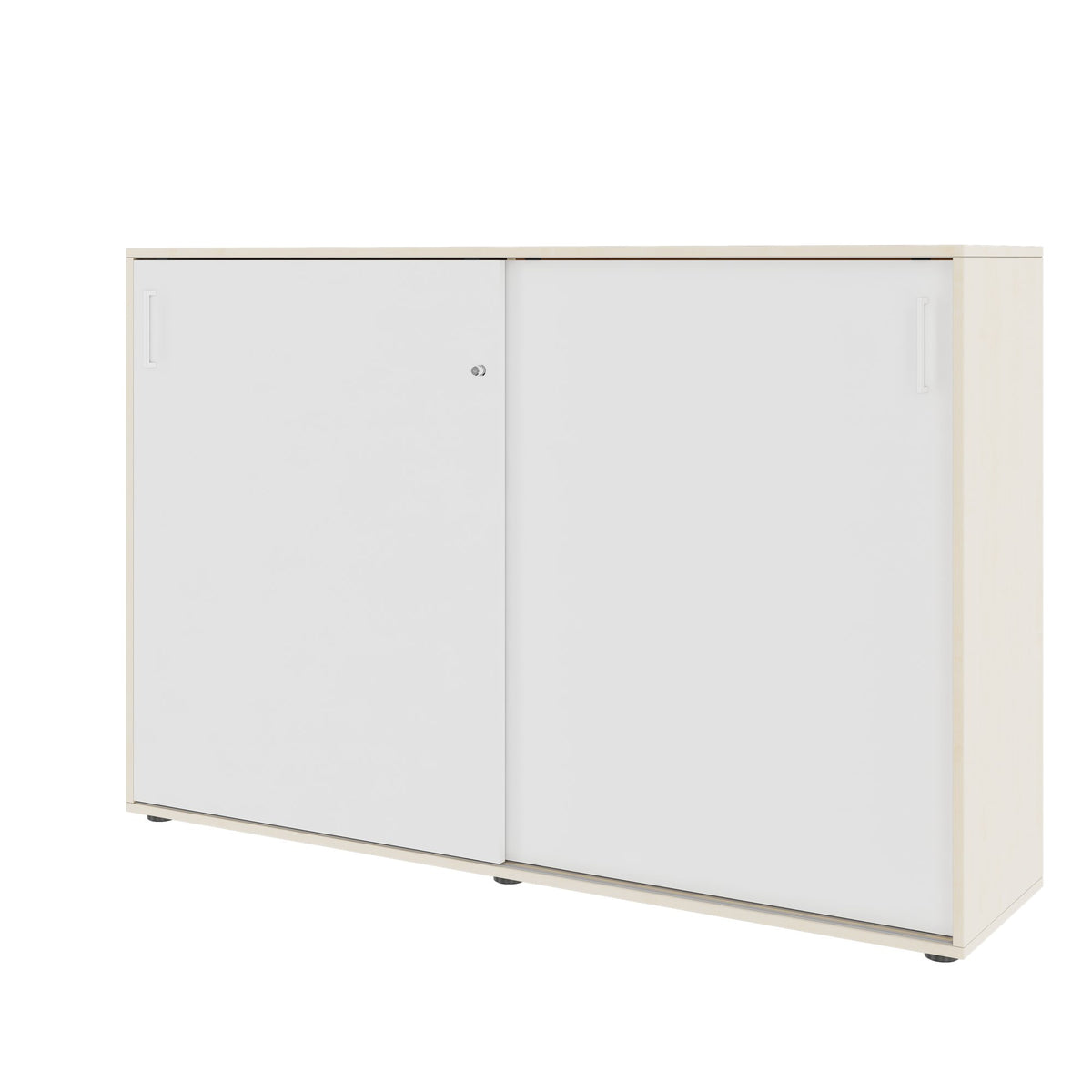 NOVA sliding door wardrobe | 3 shelves, 1640 x 1085 mm, maple/white - 7 Lightbox Main Image