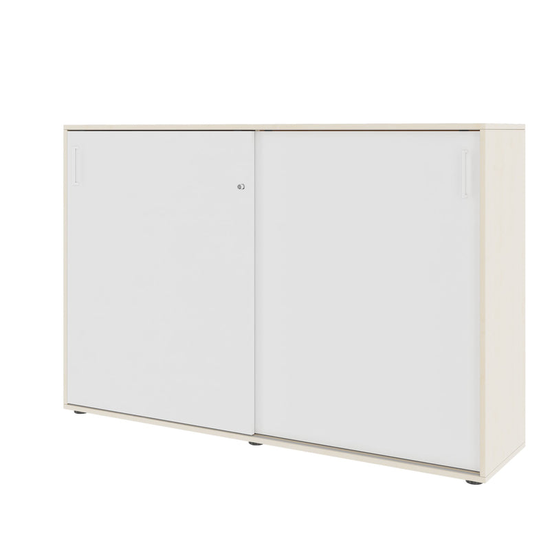 NOVA sliding door wardrobe | 3 shelves, 1640 x 1085 mm, maple/white - 7 Main Image