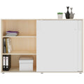 NOVA sliding door wardrobe | 3 shelves, 1640 x 1085 mm, maple/white - 4 Thumbnail Image