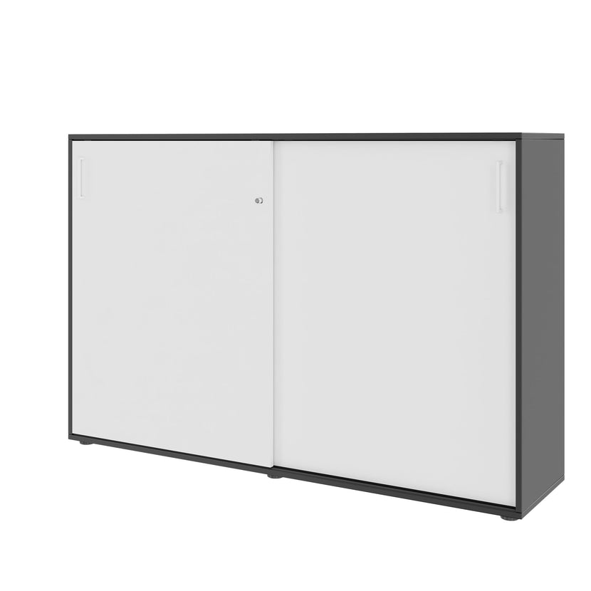 NOVA Sliding door cabinet | 3 Oh, 1640 x 1085 mm, anthracite / white