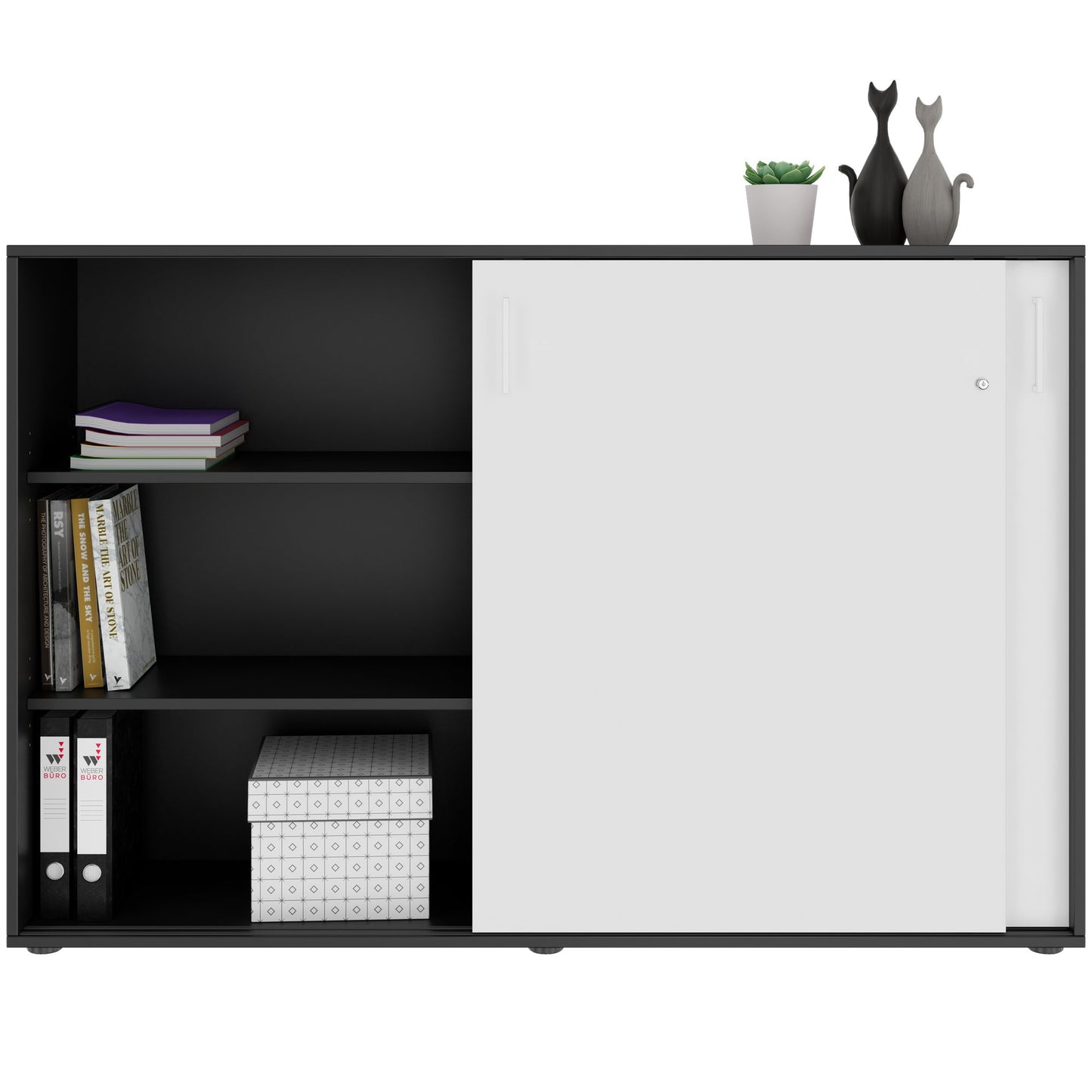 NOVA Cabinet di porta scorrevole | 3 OH, 1640 x 1085 mm, antracite / bianco