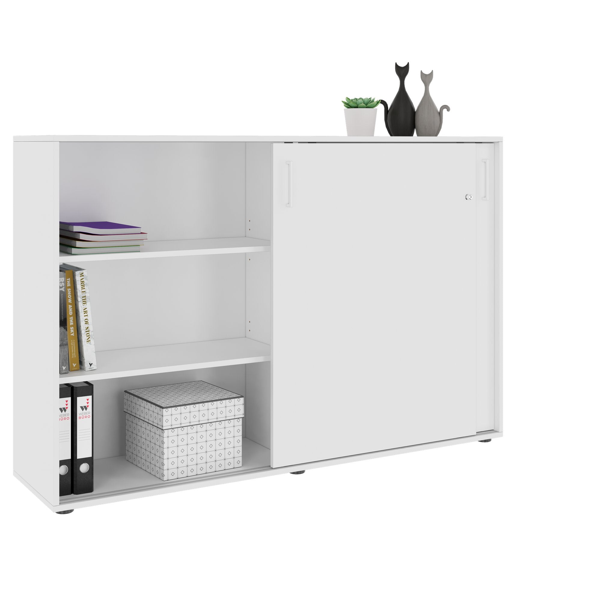 NOVA Schiebetürenschrank | 3 OH, 1640 x 1085 mm, Weiß