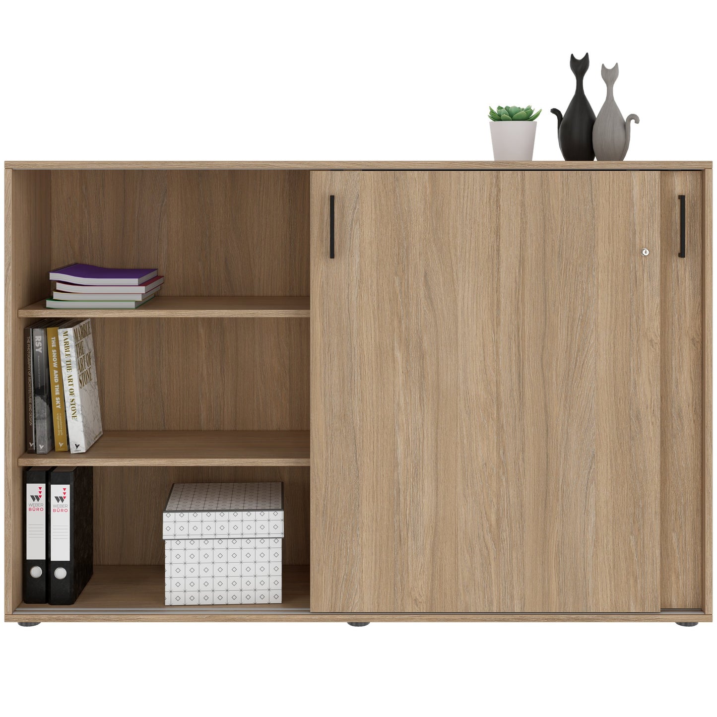 NOVA Cabinet di porta scorrevole | 3 OH, 1640 x 1085 mm, quercia ambra