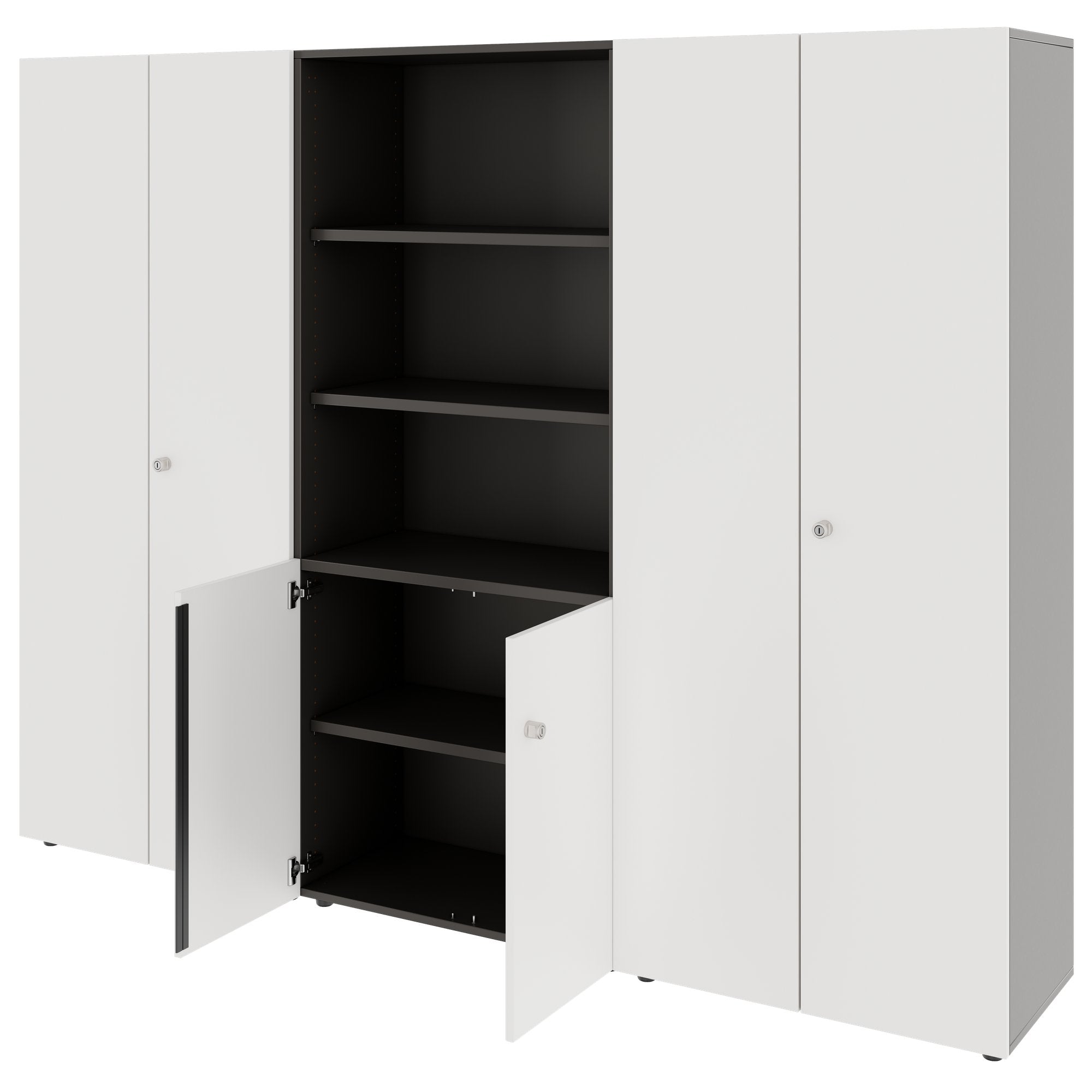 PRO Schrankwand | 5 OH, 2400 x 1880 mm, Graphit / Weiß