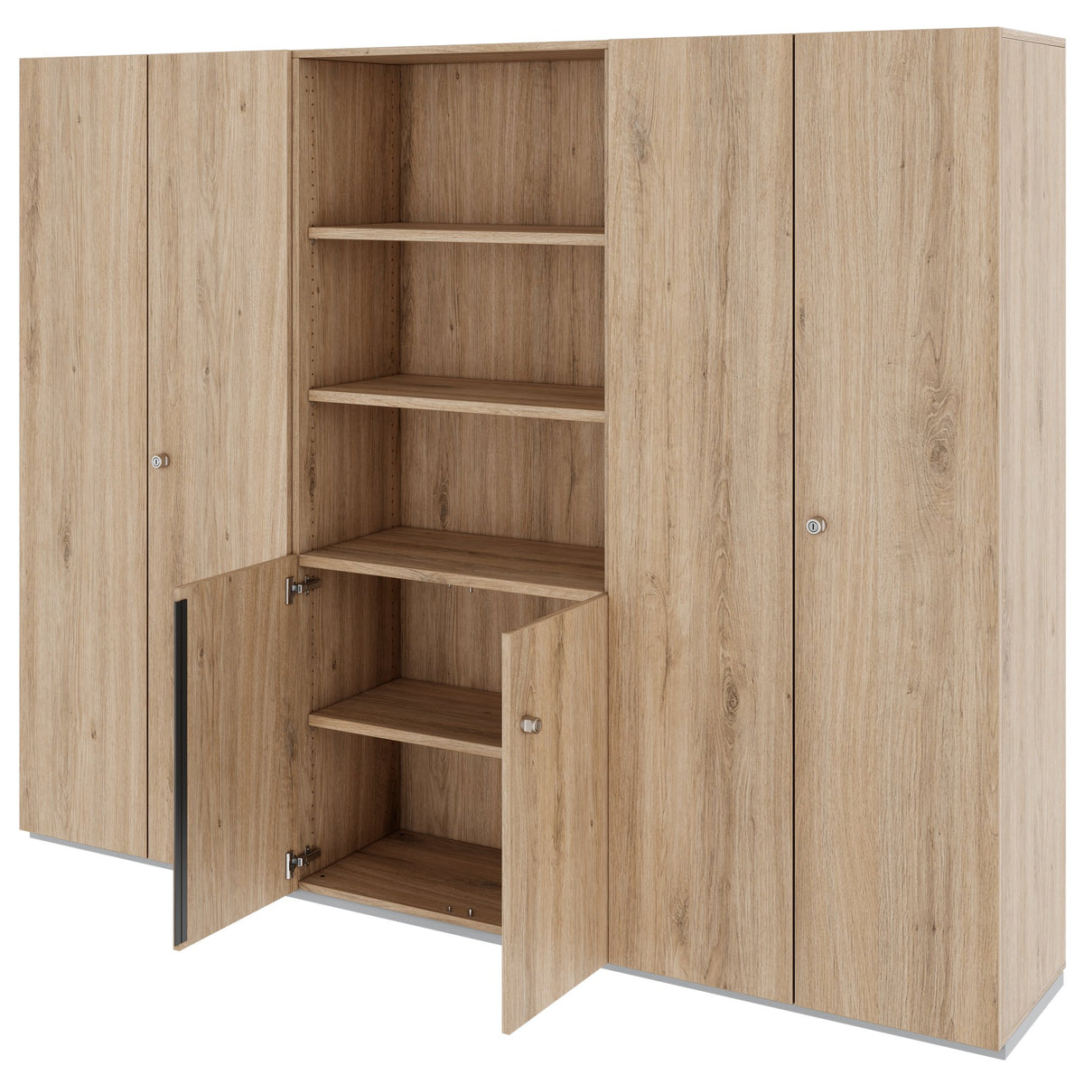 PRO wall unit | 5 OH, 2400 x 1880 mm, natural oak - 4 Lightbox Main Image