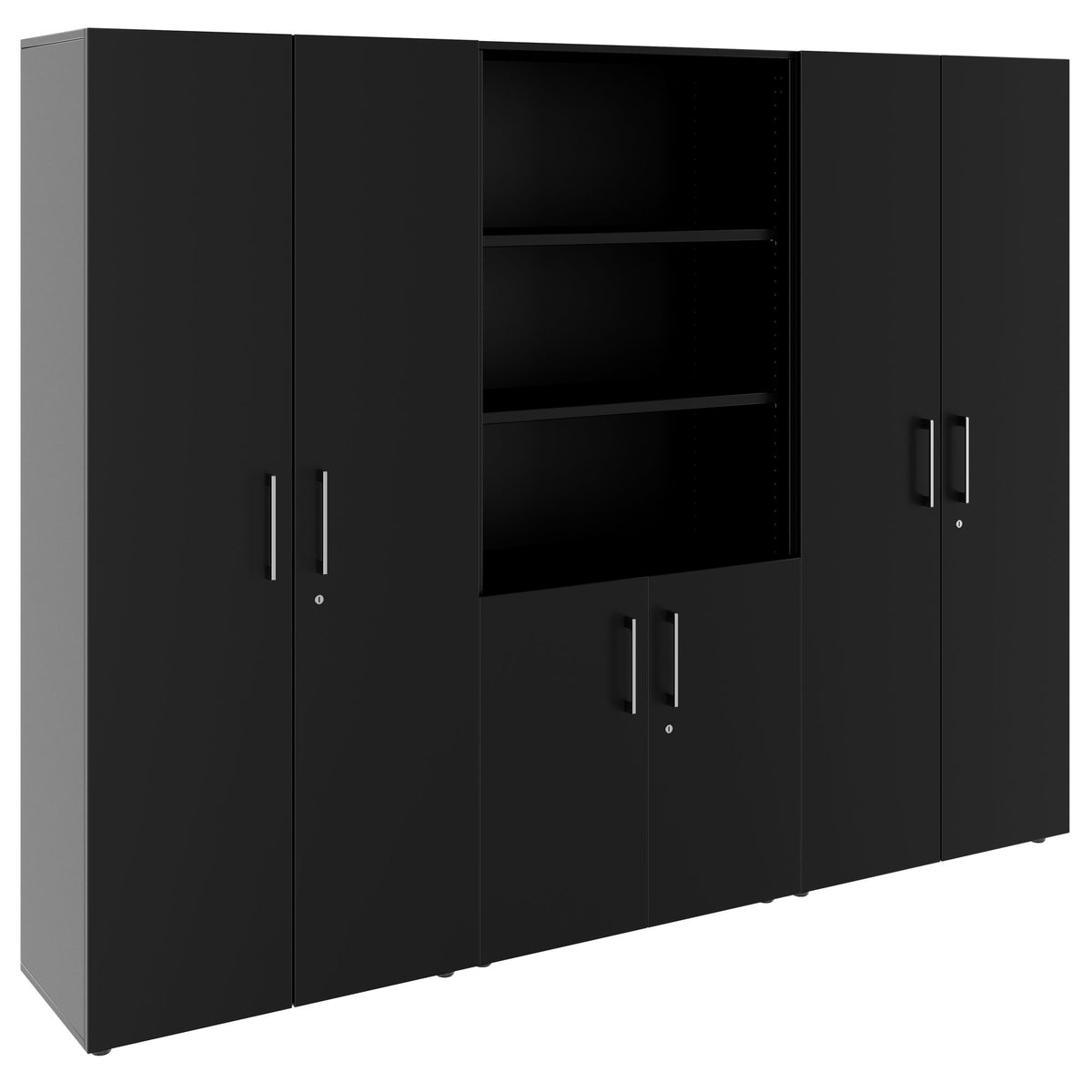 PRO Schrankwand | 5 OH, 2400 x 1880 mm, Schwarz - 1 Lightbox Main Image