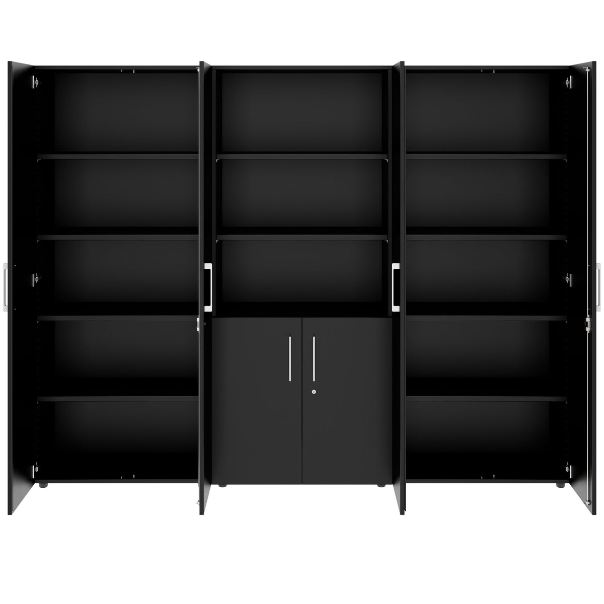 PRO Schrankwand | 5 OH, 2400 x 1880 mm, Schwarz - 3 Lightbox Main Image
