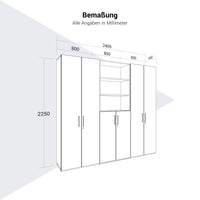 PRO wall unit | 6 OH, 2400 x 2250 mm, gray