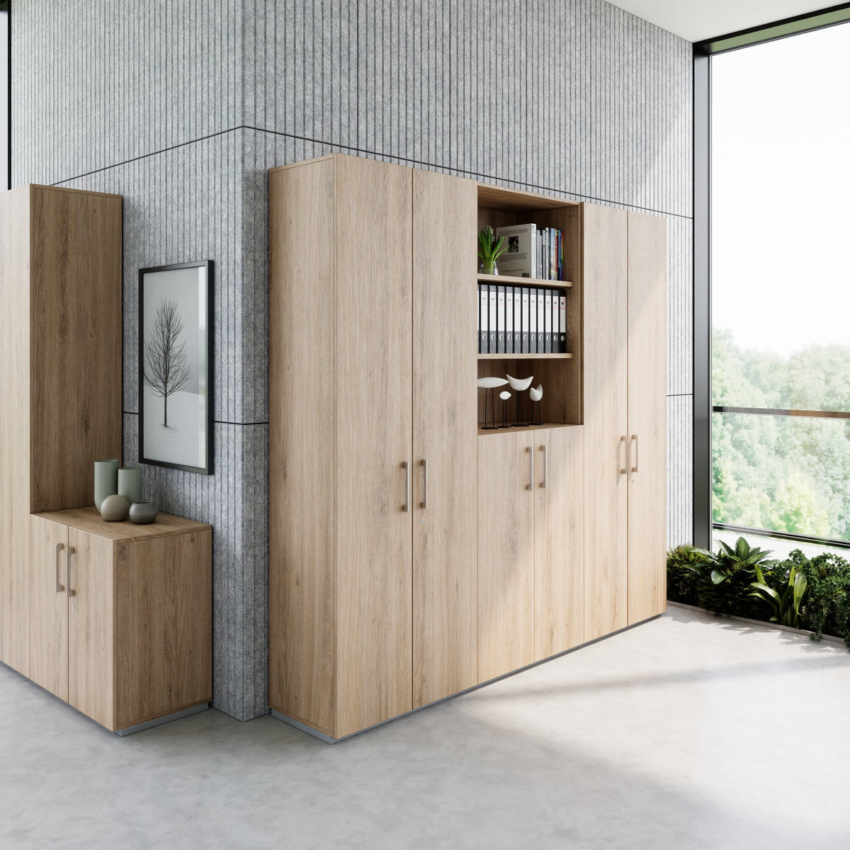 PRO Cabinet wall | 6 OH, 2400 x 2250 mm, Natural oak  - 15 Lightbox Main Image