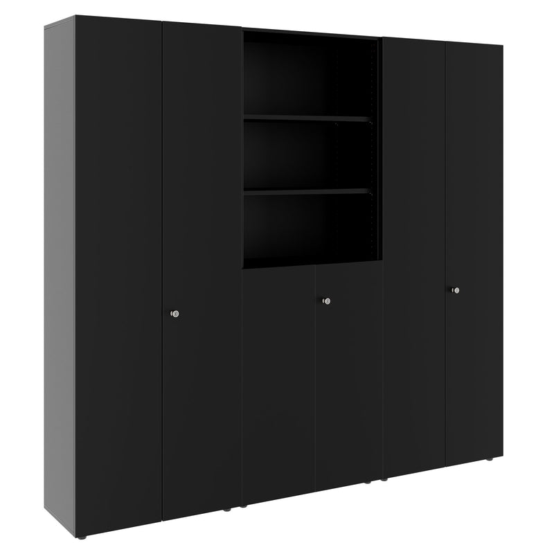 PRO Schrankwand | 6 OH, 2400 x 2250 mm, Schwarz - 1 Main Image