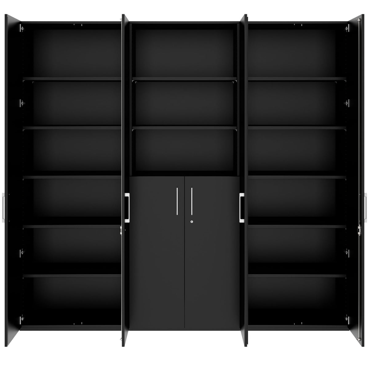 PRO Schrankwand | 6 OH, 2400 x 2250 mm, Schwarz - 3 Lightbox Main Image