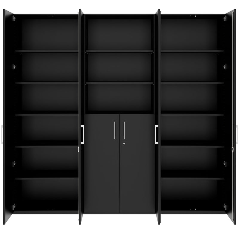PRO Schrankwand | 6 OH, 2400 x 2250 mm, Schwarz - 3 Main Image