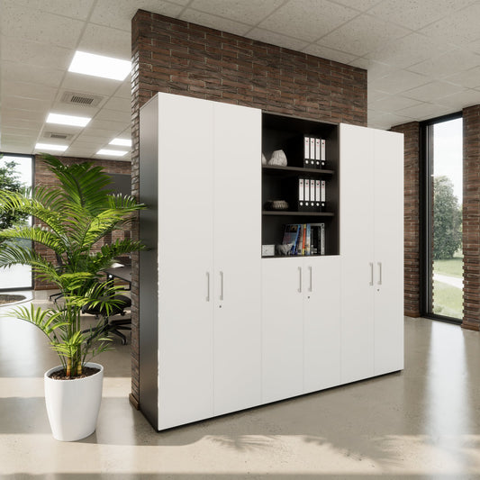 PRO Parete muro | 6 OH, 2400 x 2250 mm, grafite / bianco