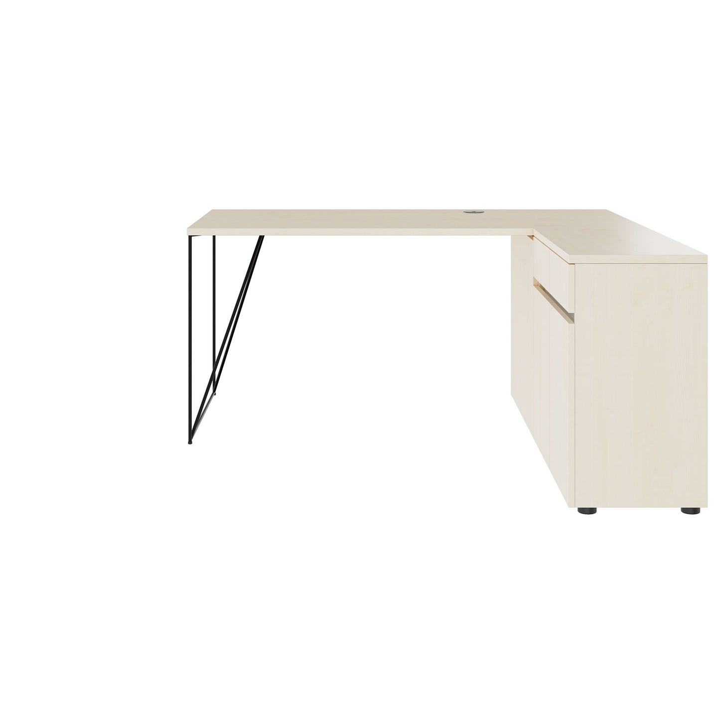 AIR Scrivania | 1600 - 2000 mm, sideboard elettrificata, integrata, acero