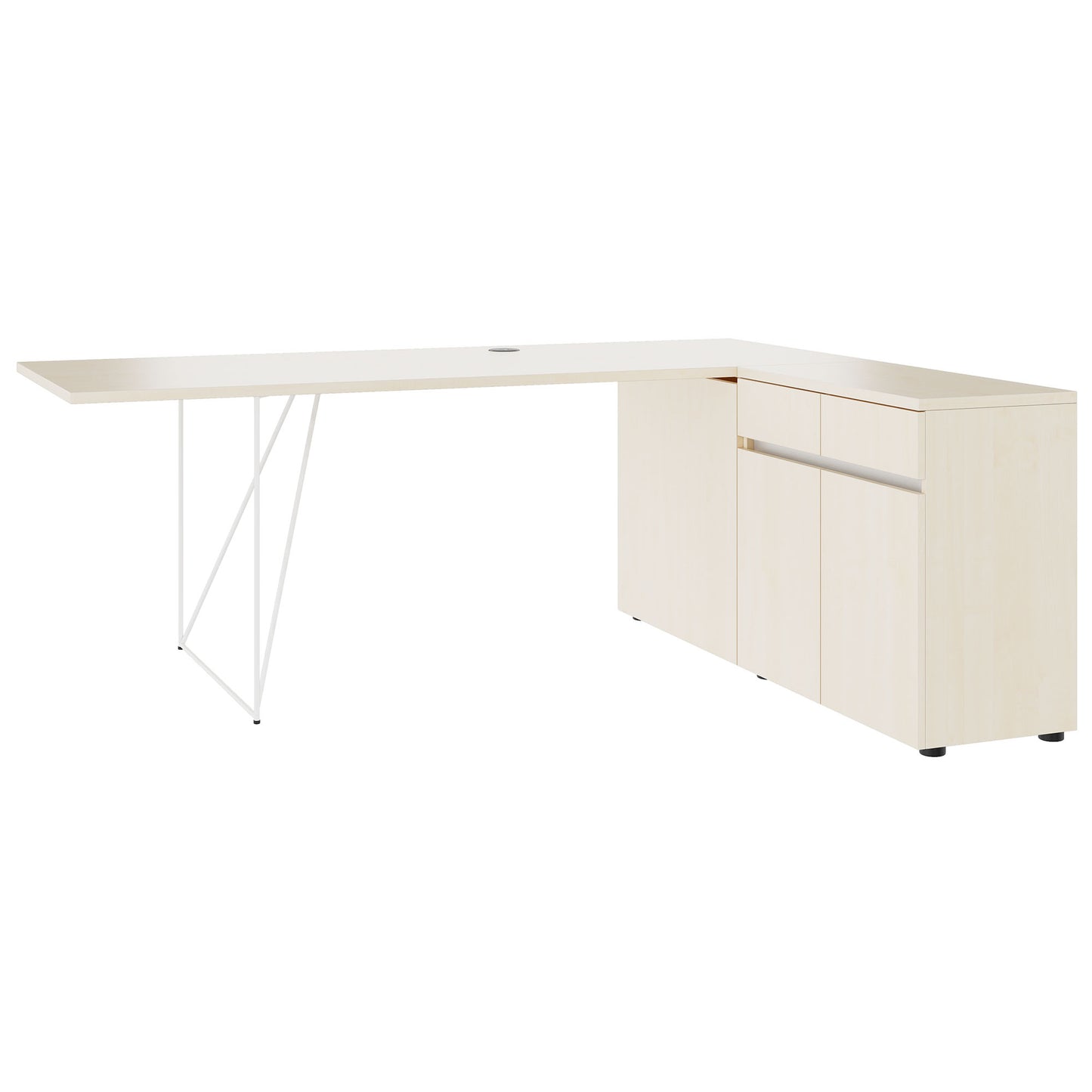 AIR Scrivania | 1600 - 2000 mm, sideboard elettrificata, integrata, acero