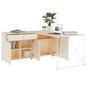 Bureau AIR | 1600 - 2000 mm, électrifié, buffet intégré, érable