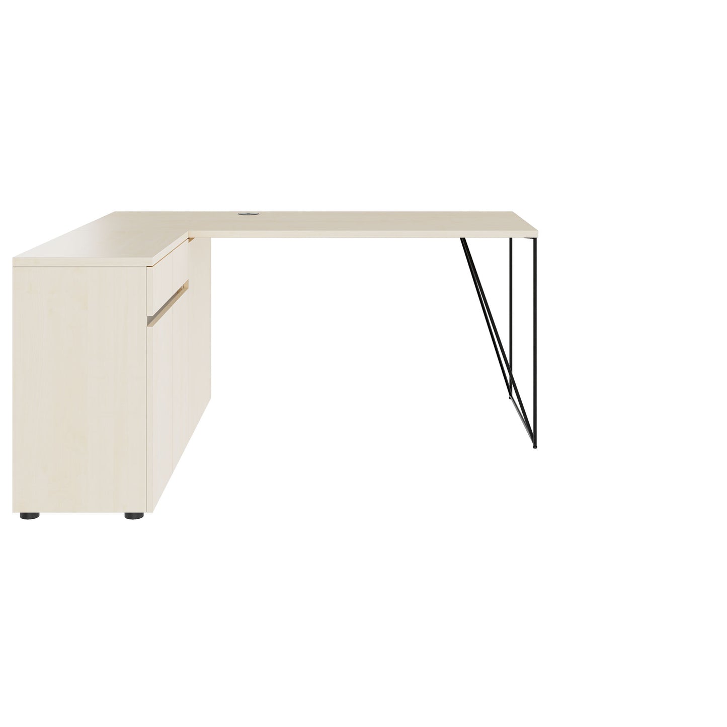 Bureau AIR | 1600 - 2000 mm, électrifié, buffet intégré, érable