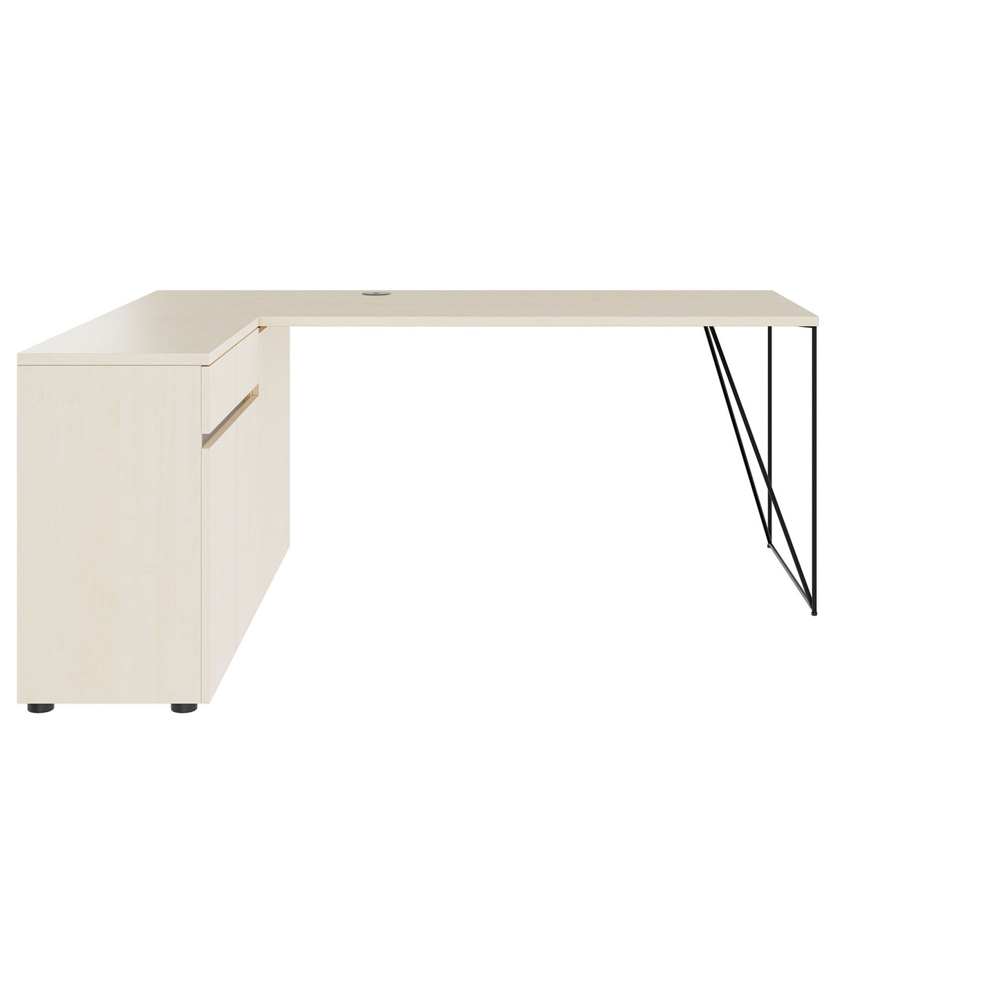 AIR Scrivania | 1600 - 2000 mm, sideboard elettrificata, integrata, acero