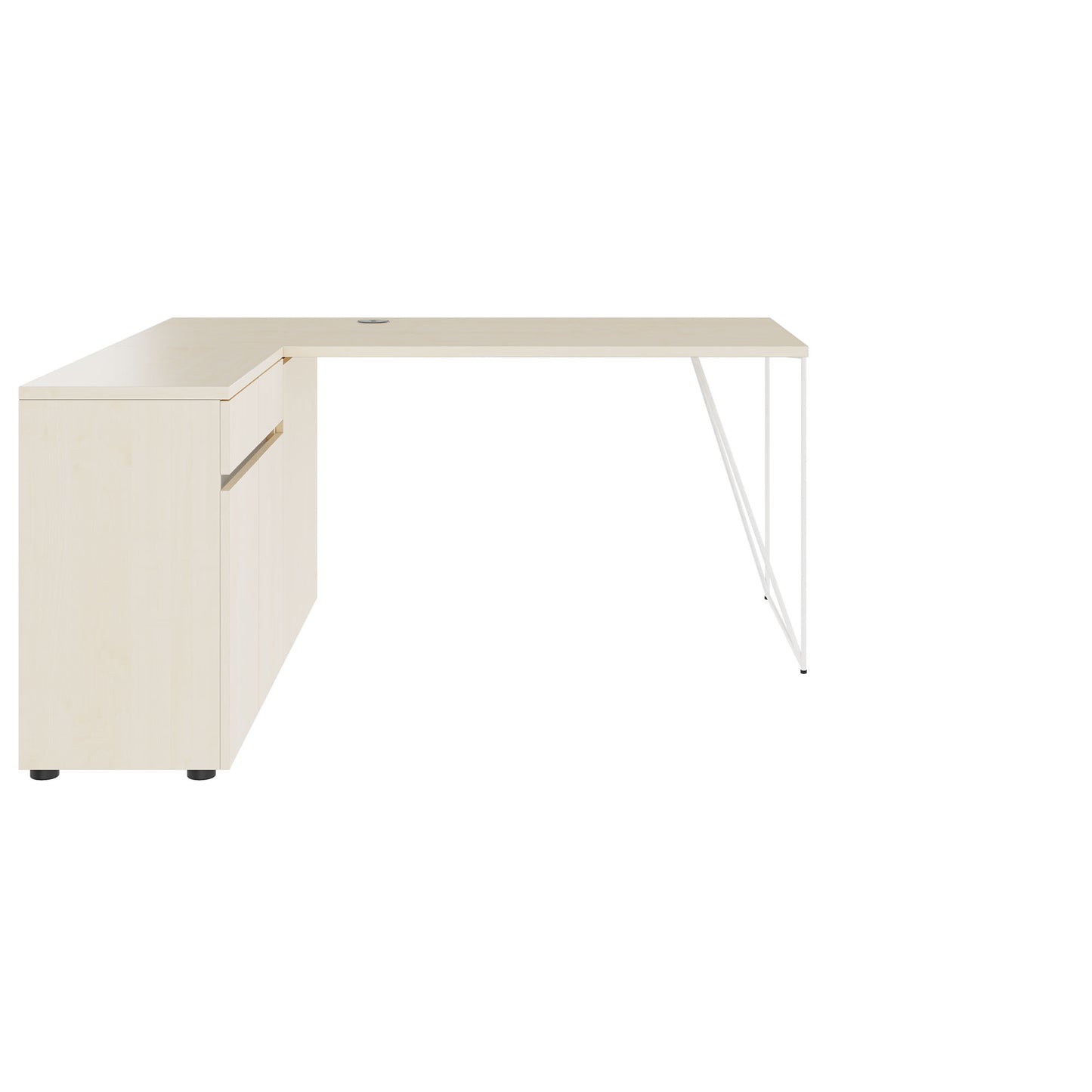 AIR Scrivania | 1600 - 2000 mm, sideboard elettrificata, integrata, acero