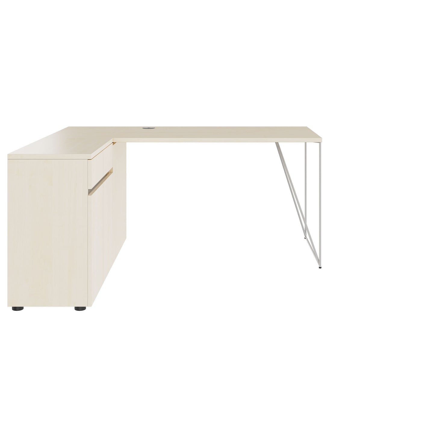 AIR Scrivania | 1600 - 2000 mm, sideboard elettrificata, integrata, acero