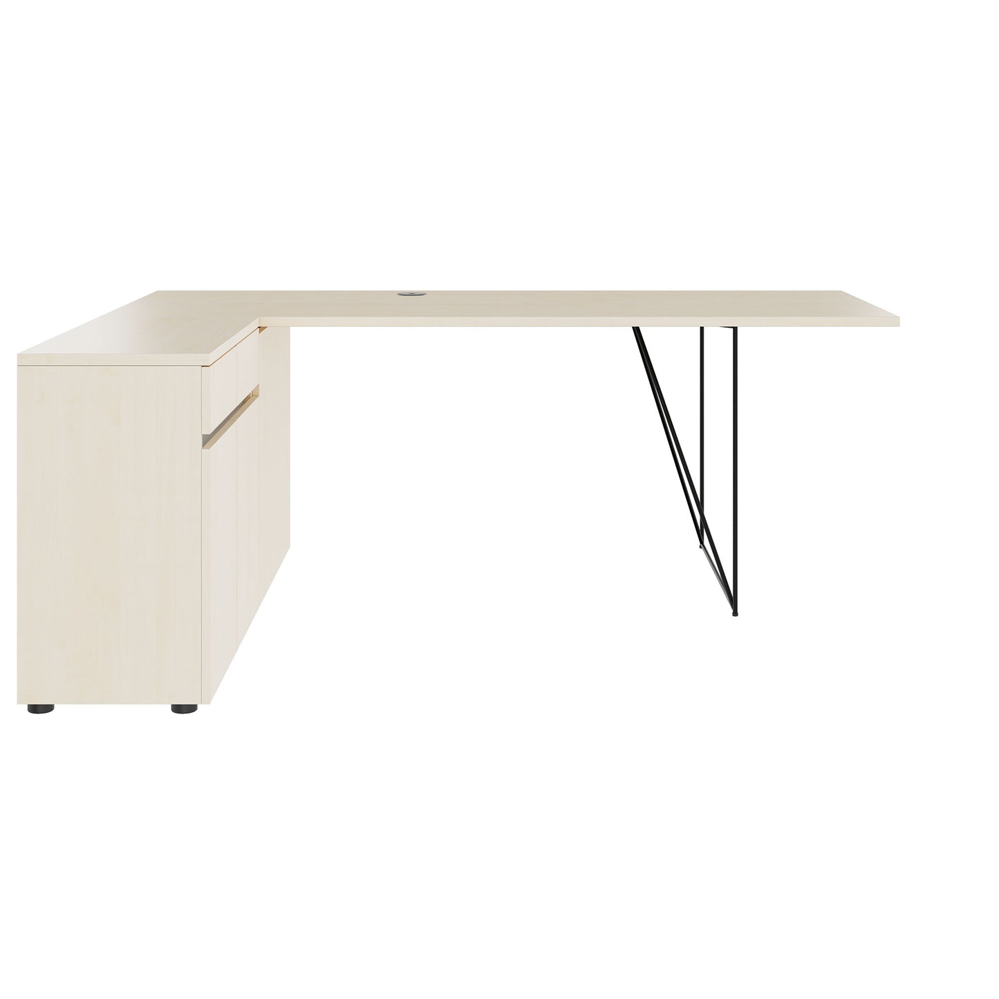 AIR Scrivania | 1600 - 2000 mm, sideboard elettrificata, integrata, acero