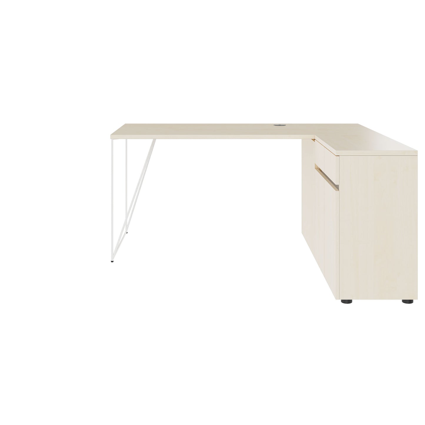 AIR Scrivania | 1600 - 2000 mm, sideboard elettrificata, integrata, acero
