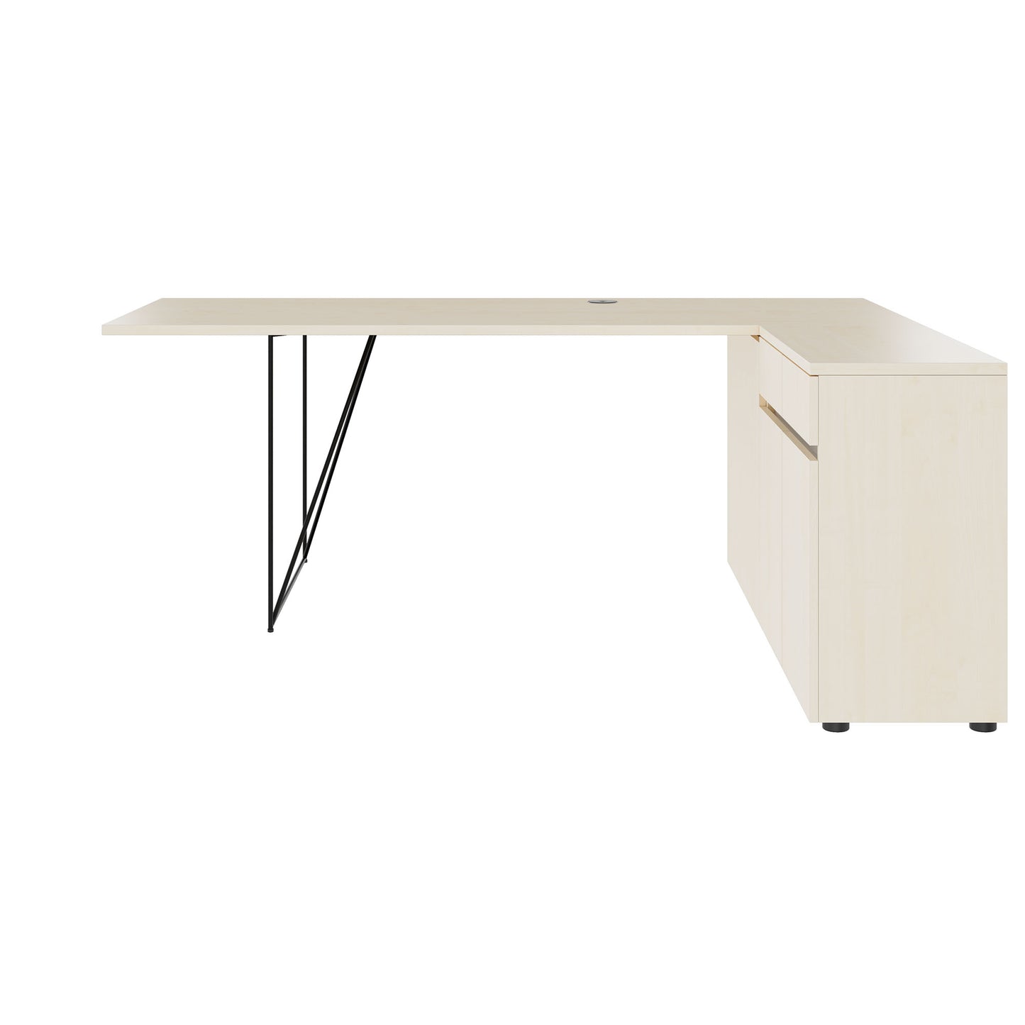 AIR Scrivania | 1600 - 2000 mm, sideboard elettrificata, integrata, acero