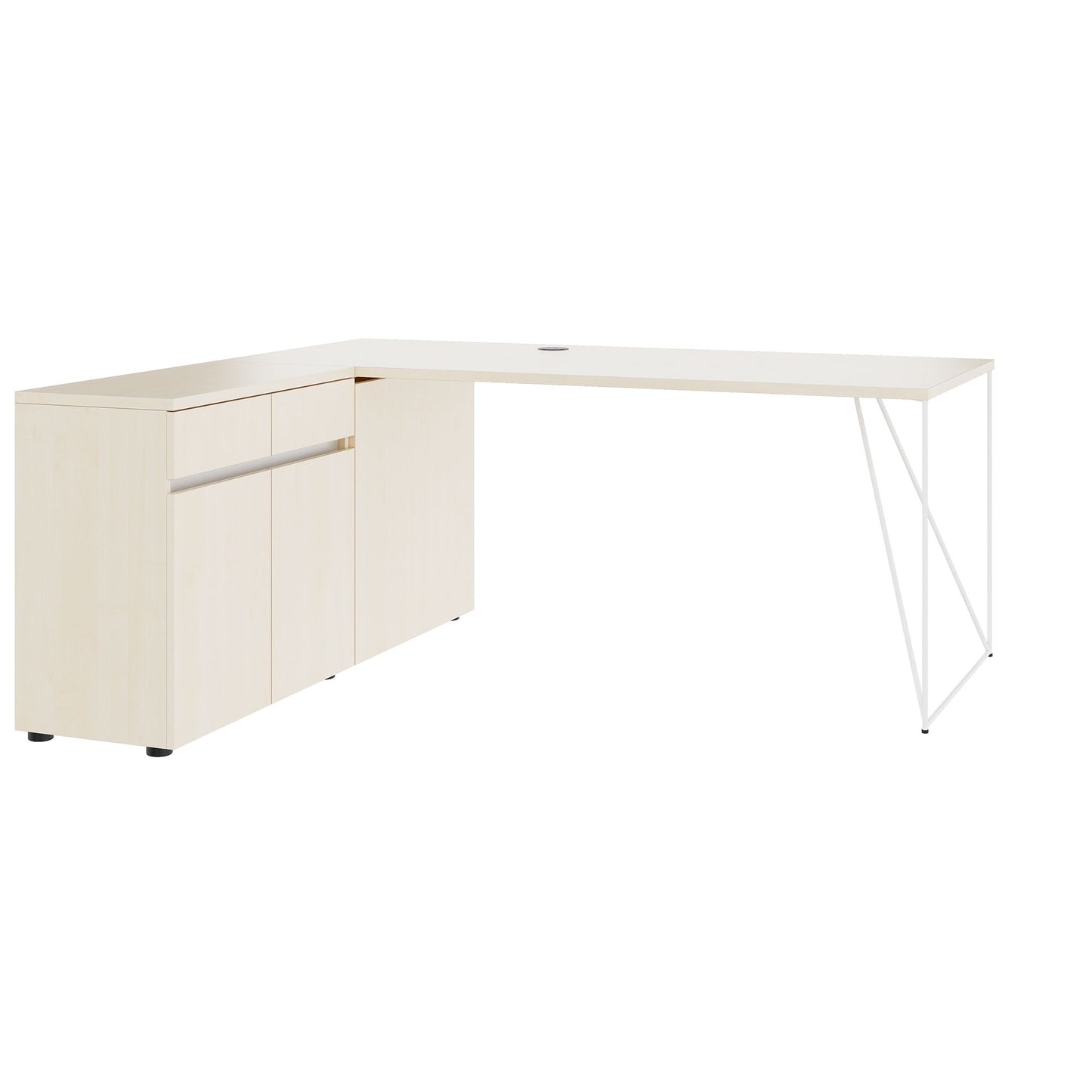 AIR Scrivania | 1600 - 2000 mm, sideboard elettrificata, integrata, acero