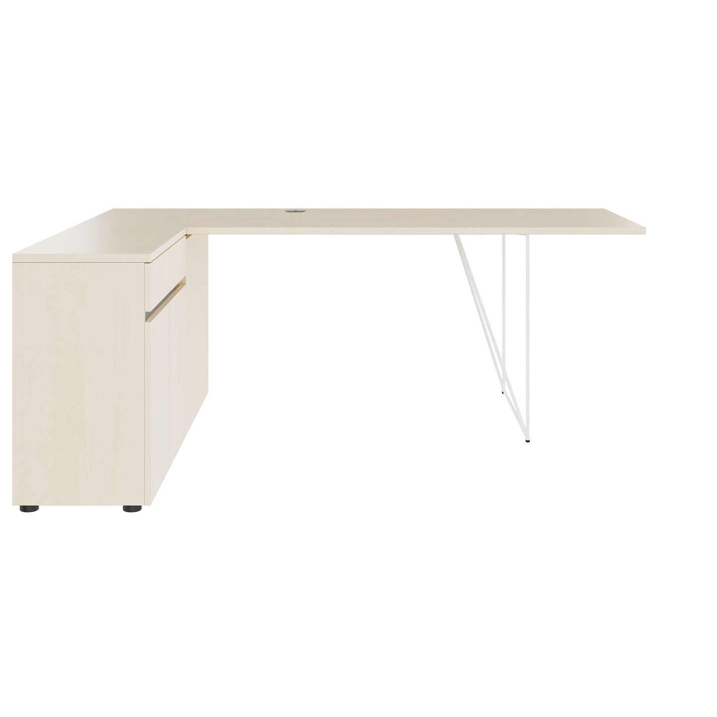 AIR Scrivania | 1600 - 2000 mm, sideboard elettrificata, integrata, acero