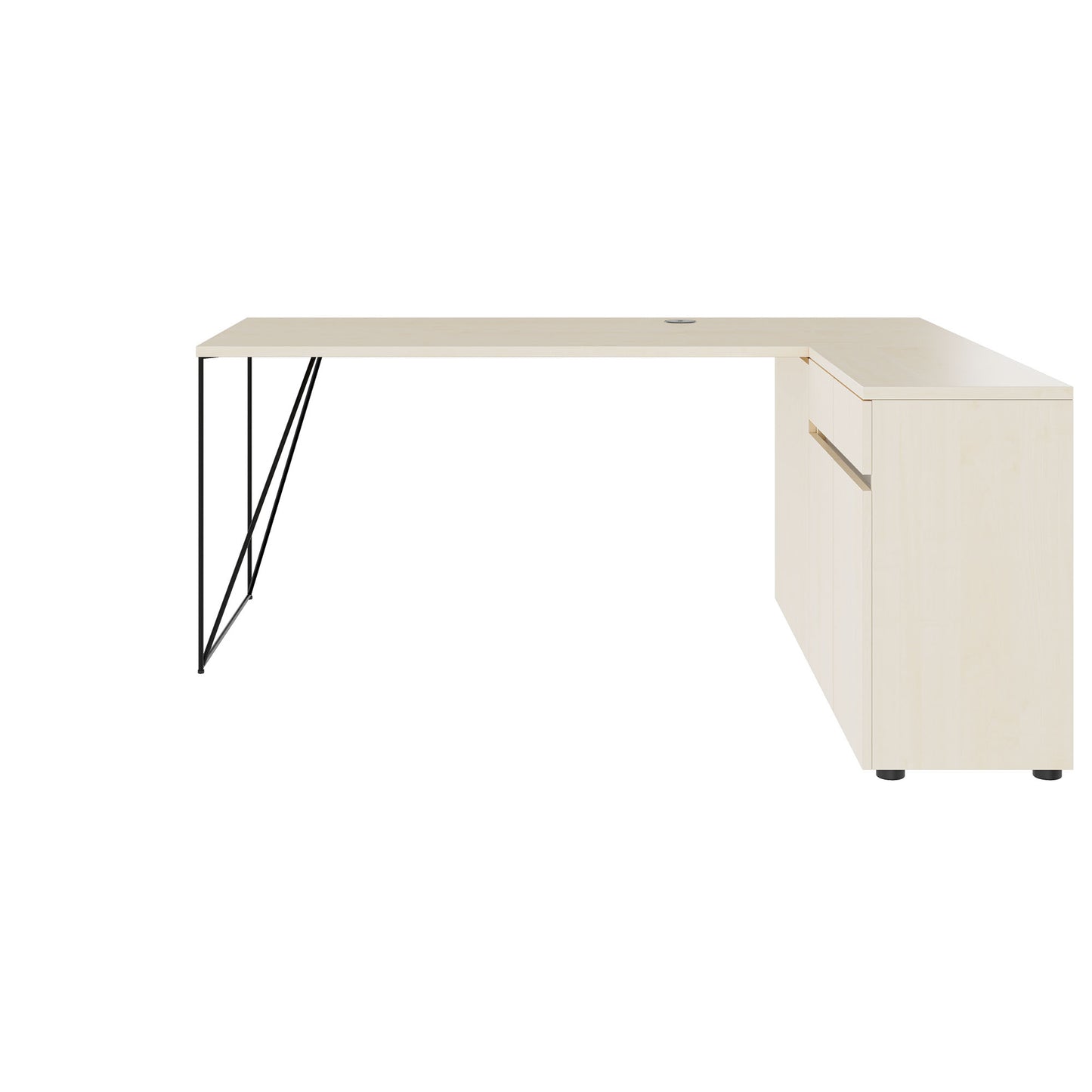 AIR Scrivania | 1600 - 2000 mm, sideboard elettrificata, integrata, acero