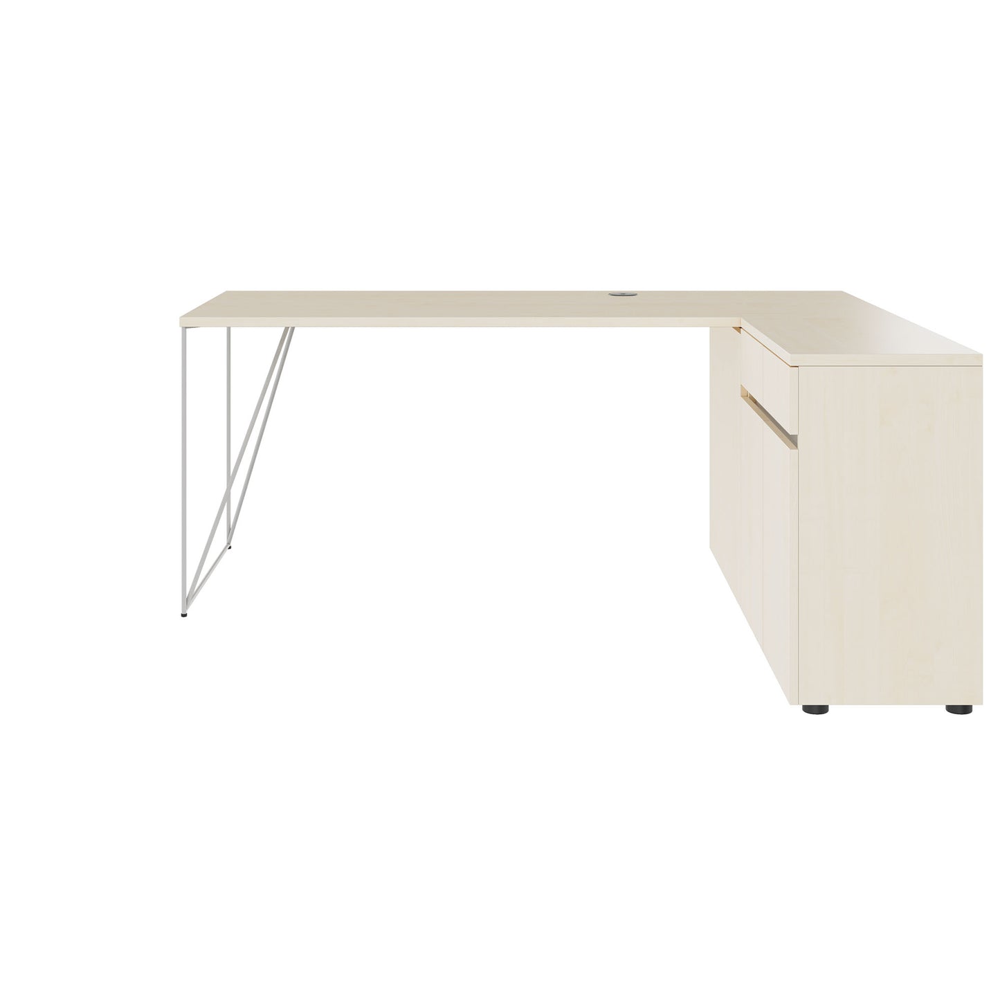 AIR Scrivania | 1600 - 2000 mm, sideboard elettrificata, integrata, acero