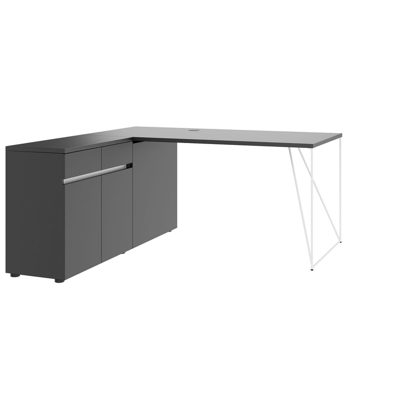 AIR desk | 1600 - 2000 mm, electrified, integrated sideboard, anthracite