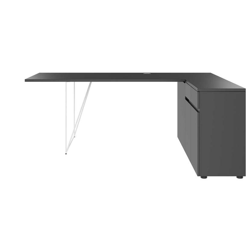 AIR desk | 1600 - 2000 mm, electrified, integrated sideboard, anthracite