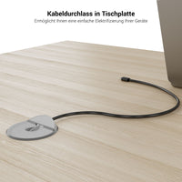AIR desk | 1600 - 2000 mm, electrified, integrated sideboard, anthracite