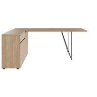 AIR desk | 1600 - 2000 mm, electrified, integrated sideboard, amber oak