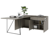 Bureau AIR | 1600 - 2000 mm, électrifié, buffet intégré, gris Cubanit