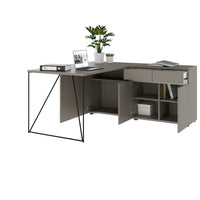 Bureau AIR | 1600 - 2000 mm, électrifié, buffet intégré, gris Cubanit