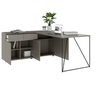 Bureau AIR | 1600 - 2000 mm, électrifié, buffet intégré, gris Cubanit