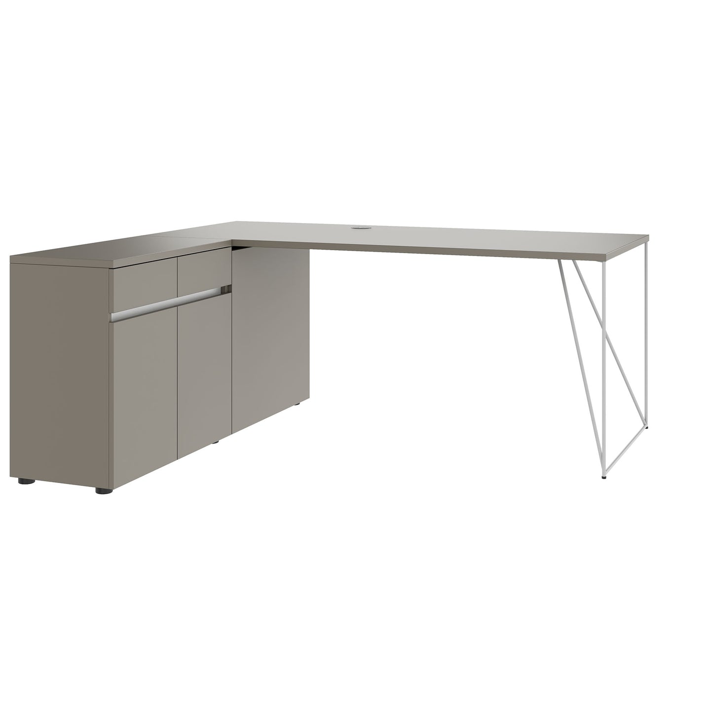 AIR Schreibtisch | 1600 - 2000 mm, elektrifiziert, integriertes Sideboard, Cubanitgrau