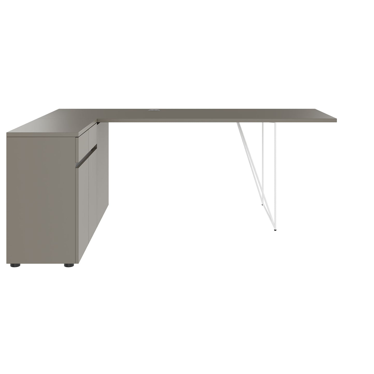 AIR Schreibtisch | 1600 - 2000 mm, elektrifiziert, integriertes Sideboard, Cubanitgrau