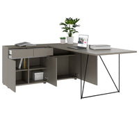 AIR Schreibtisch | 1600 - 2000 mm, elektrifiziert, integriertes Sideboard, Cubanitgrau