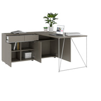 Bureau AIR | 1600 - 2000 mm, électrifié, buffet intégré, gris Cubanit