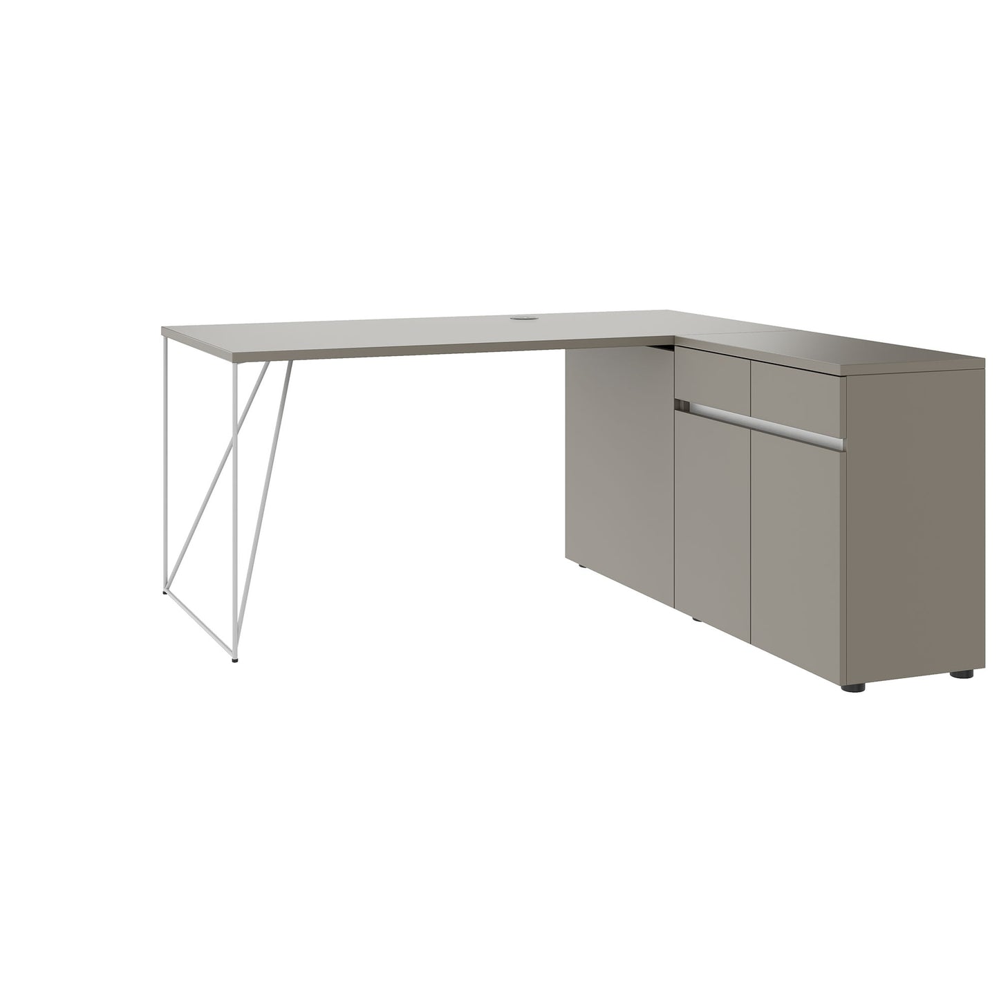 AIR Schreibtisch | 1600 - 2000 mm, elektrifiziert, integriertes Sideboard, Cubanitgrau