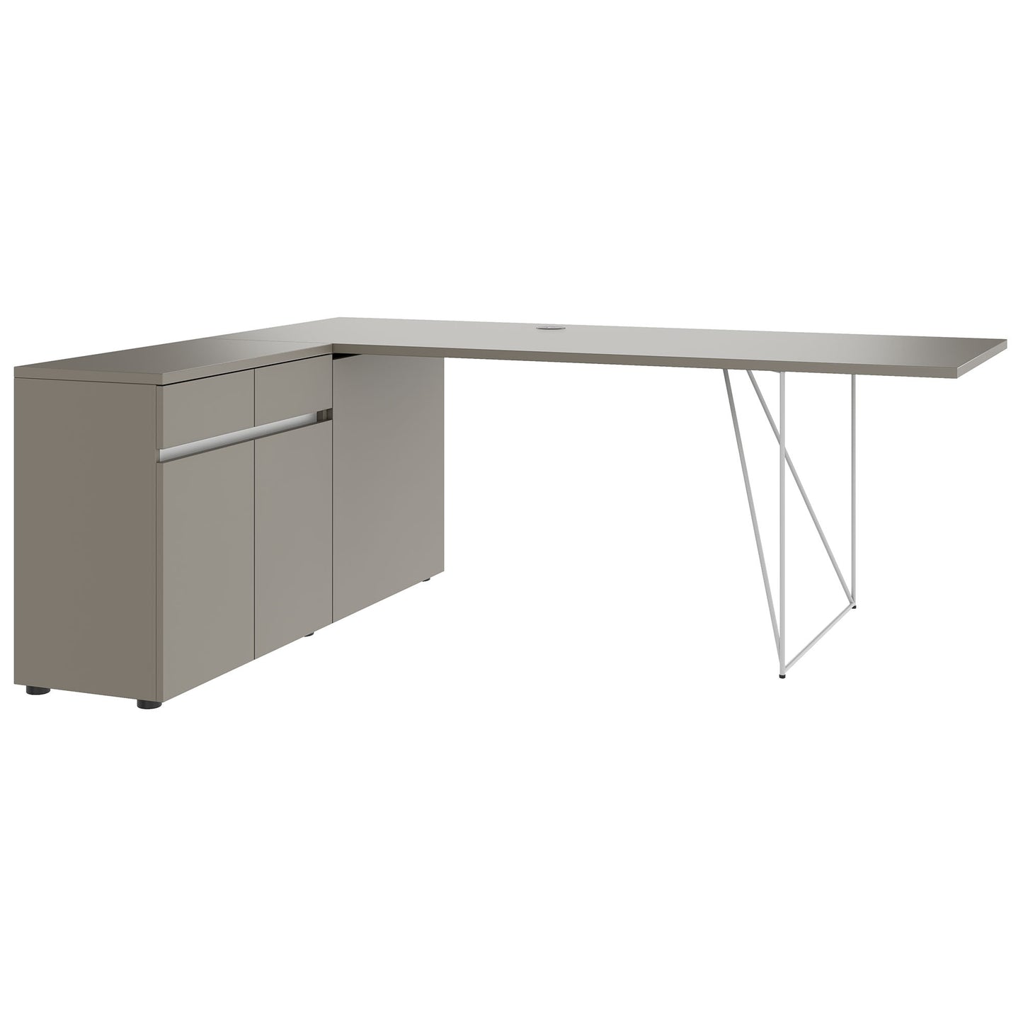 AIR Schreibtisch | 1600 - 2000 mm, elektrifiziert, integriertes Sideboard, Cubanitgrau