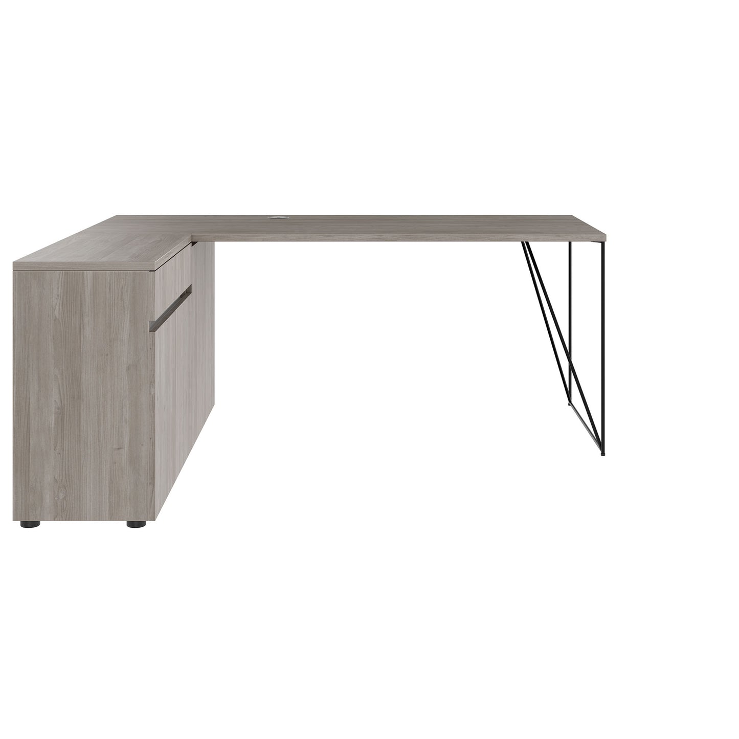 AIR Schreibtisch | 1600 - 2000 mm, elektrifiziert, integriertes Sideboard, Nordeiche grau