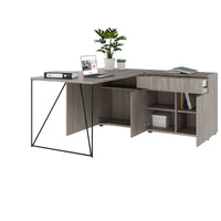 Air Desk | 1600 - 2000 mm, sideboard elettrificata, integrata, grigio di quercia nordica