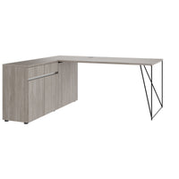 Air Desk | 1600 - 2000 mm, sideboard elettrificata, integrata, grigio di quercia nordica